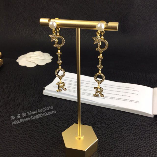 Dior飾品 迪奧經典熱銷款字母星星長款925銀針耳釘耳環  zgd1440